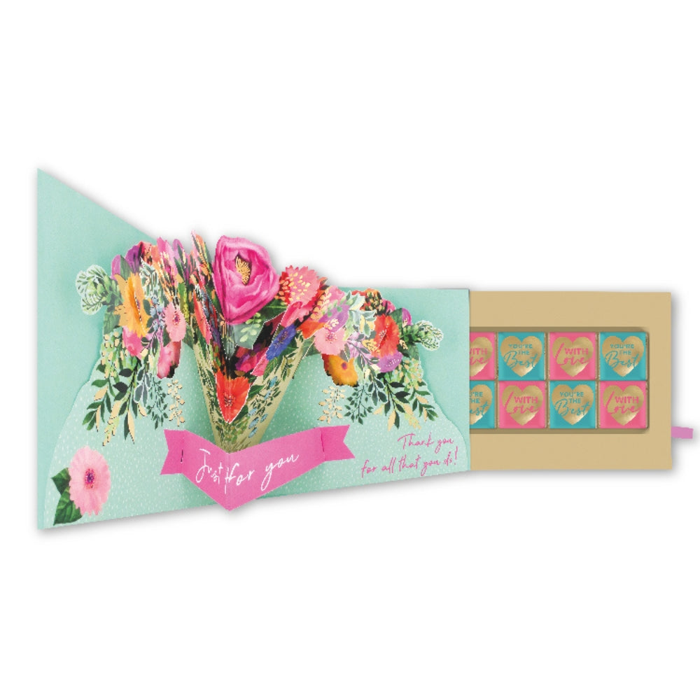 Pop Up Card & Chocolate Gift Box Surprise Floral Treats Mother's Day Card & Gift