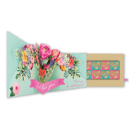 Pop Up Card & Chocolate Gift Box Surprise Floral Treats Mother's Day Card & Gift