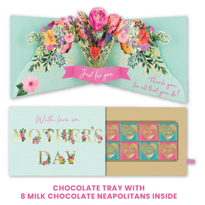 Pop Up Card & Chocolate Gift Box Surprise Floral Treats Mother's Day Card & Gift
