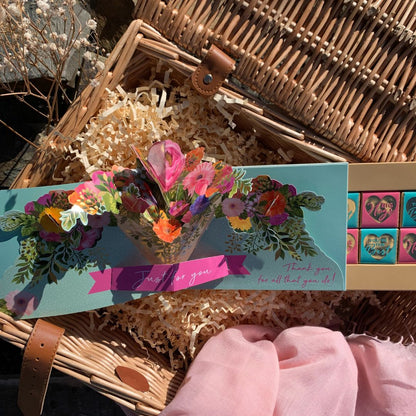 Pop Up Card & Chocolate Gift Box Surprise Floral Treats Mother's Day Card & Gift