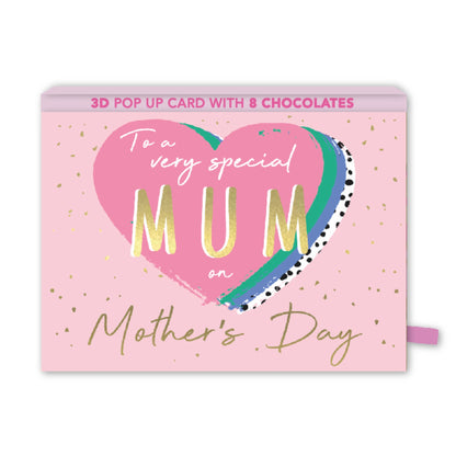 Pop Up Card & Chocolate Gift Box Love You Mum Mother's Day Card & Gift