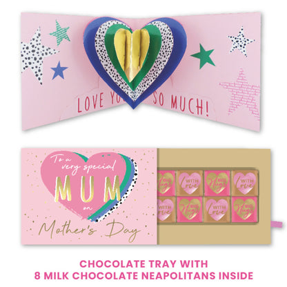 Pop Up Card & Chocolate Gift Box Love You Mum Mother's Day Card & Gift
