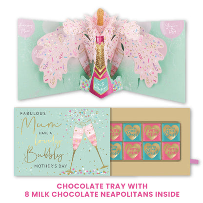 Pop Up Card & Chocolate Gift Box Lovely Bubbly Mum Mother's Day Card & Gift