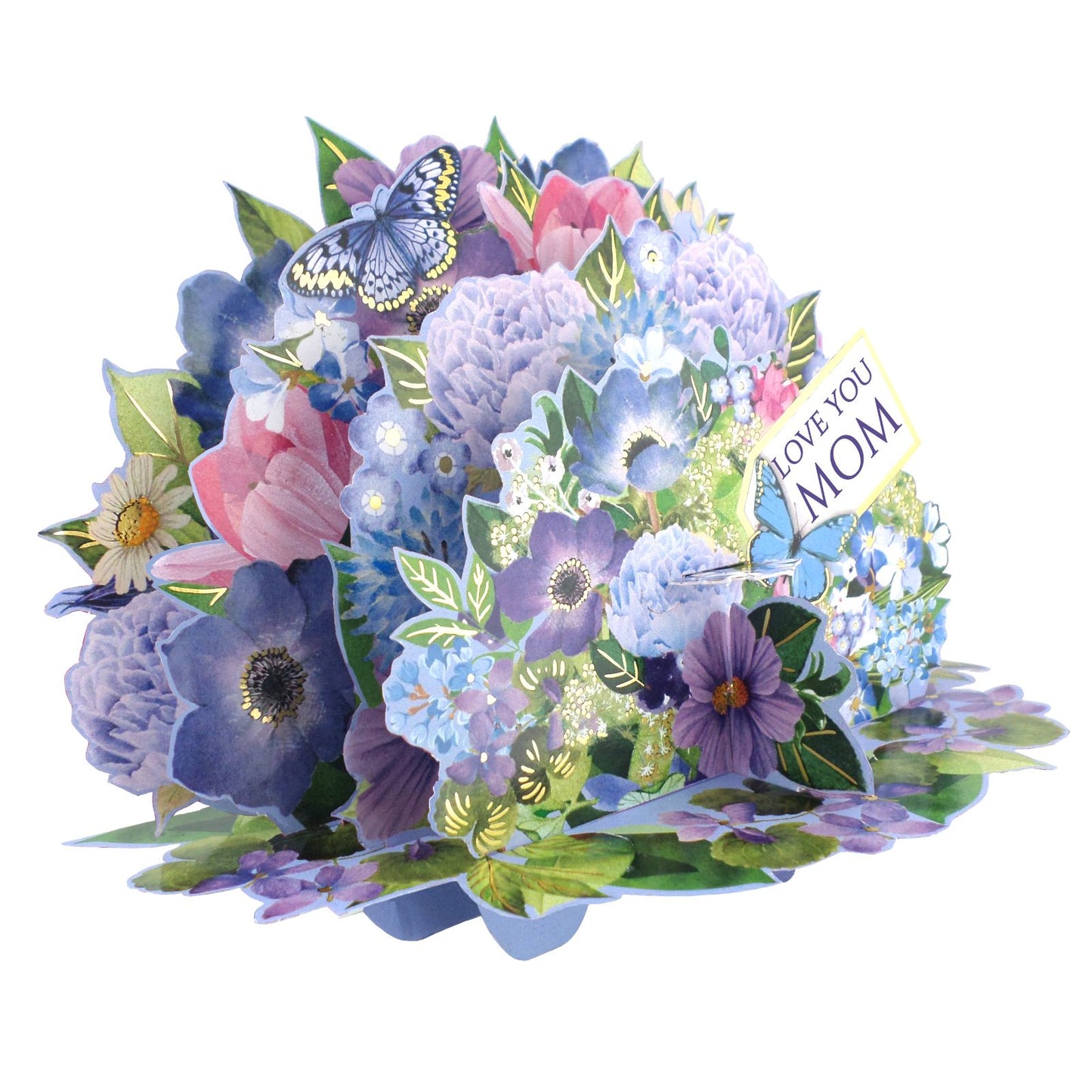 Paper Scapes Mother's Day Card 3D Pop Up Love You Mom Floral Butterfly Scene