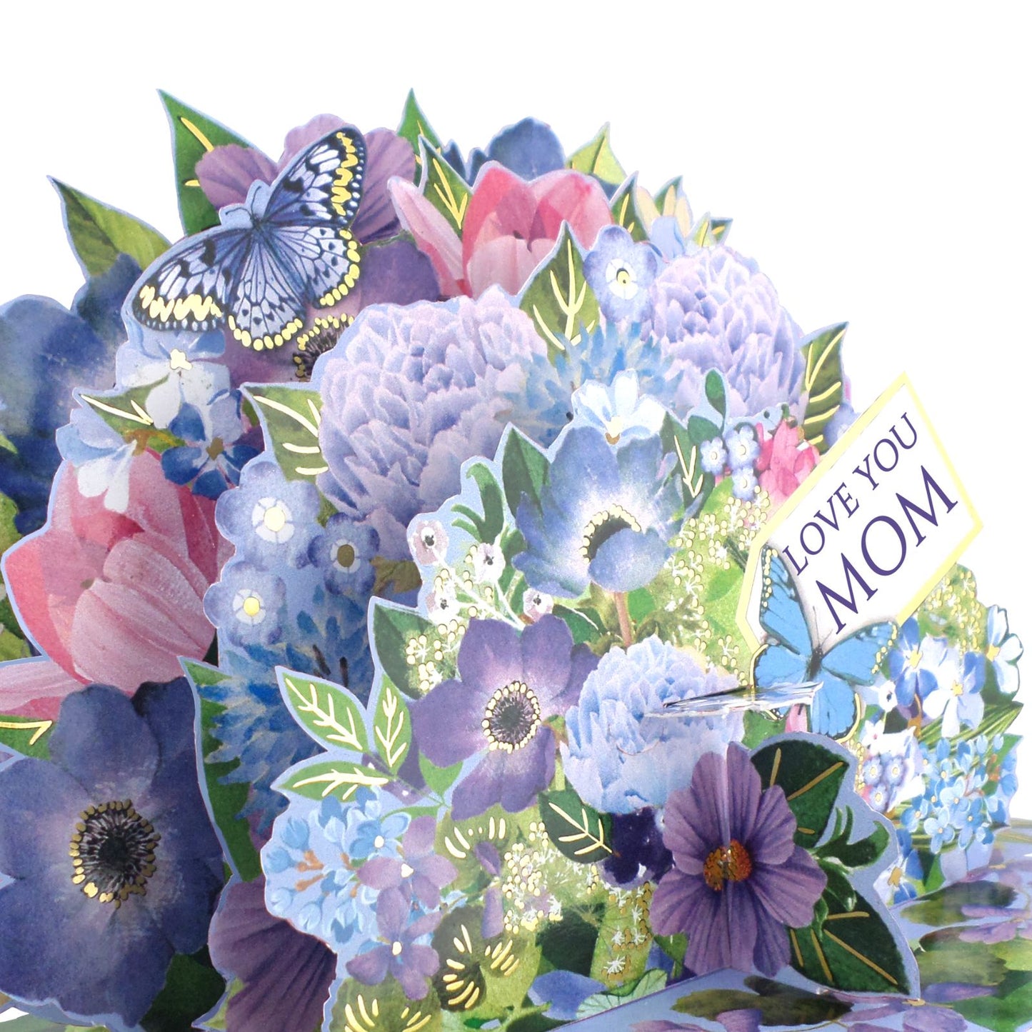 Paper Scapes Mother's Day Card 3D Pop Up Love You Mom Floral Butterfly Scene