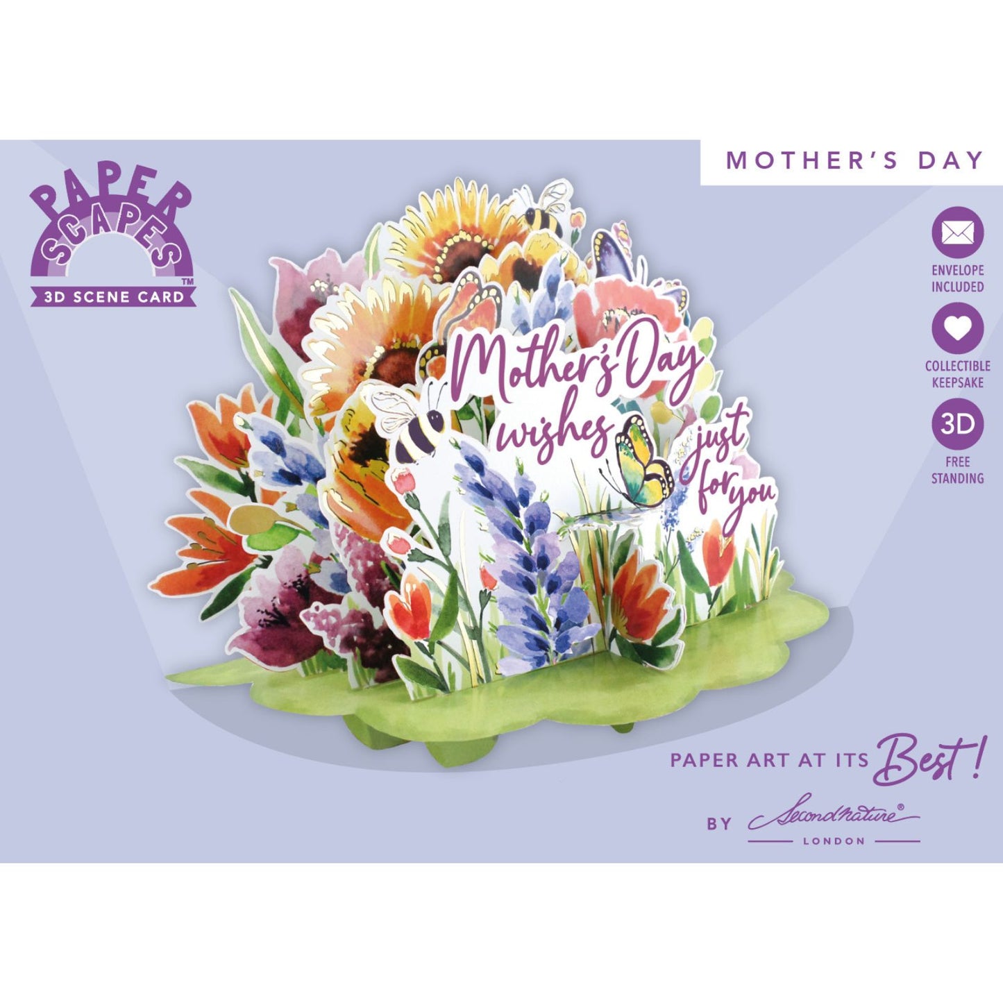 Paper Scapes Mother's Day Card 3D Pop Up Wildflowers Mother's Day Wishes Scene