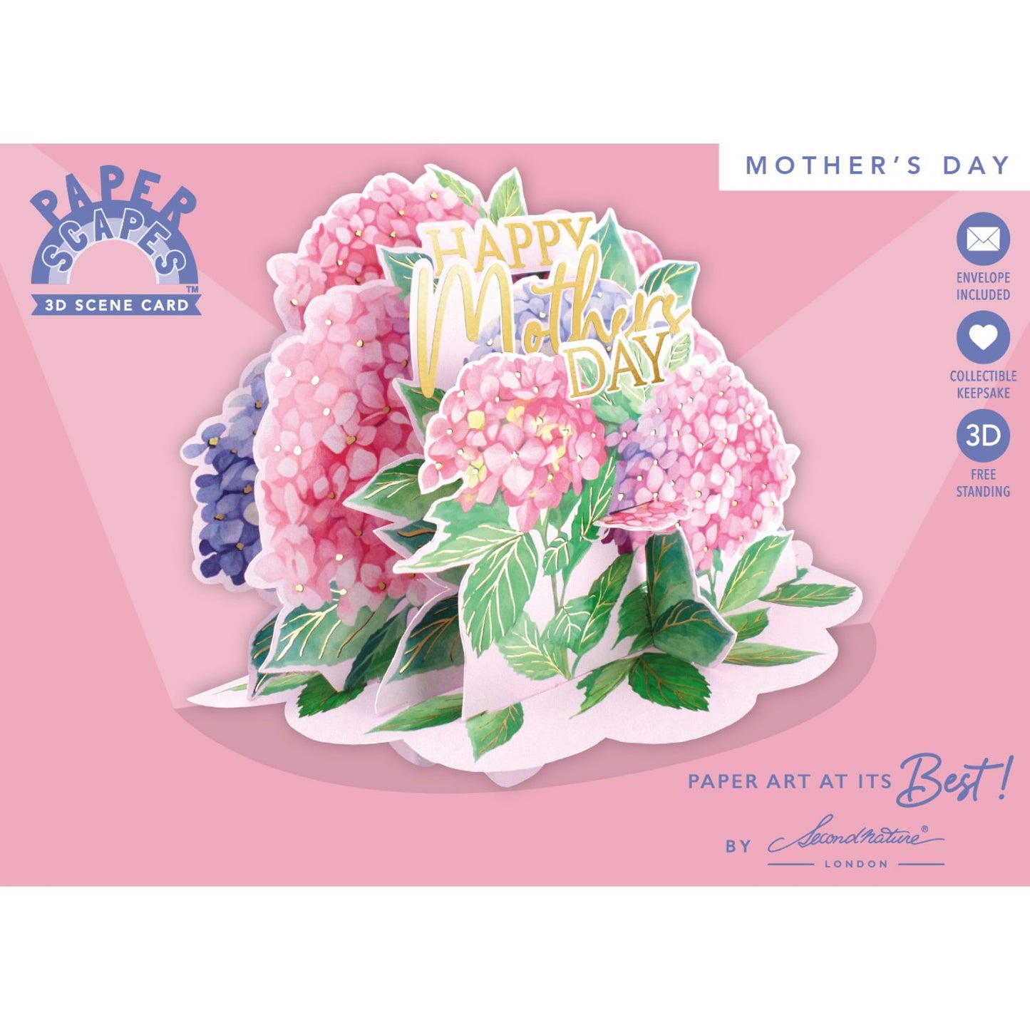 Paper Scapes Mother's Day Card 3D Pop Up Hydrangeas Happy Mother's Day Scene