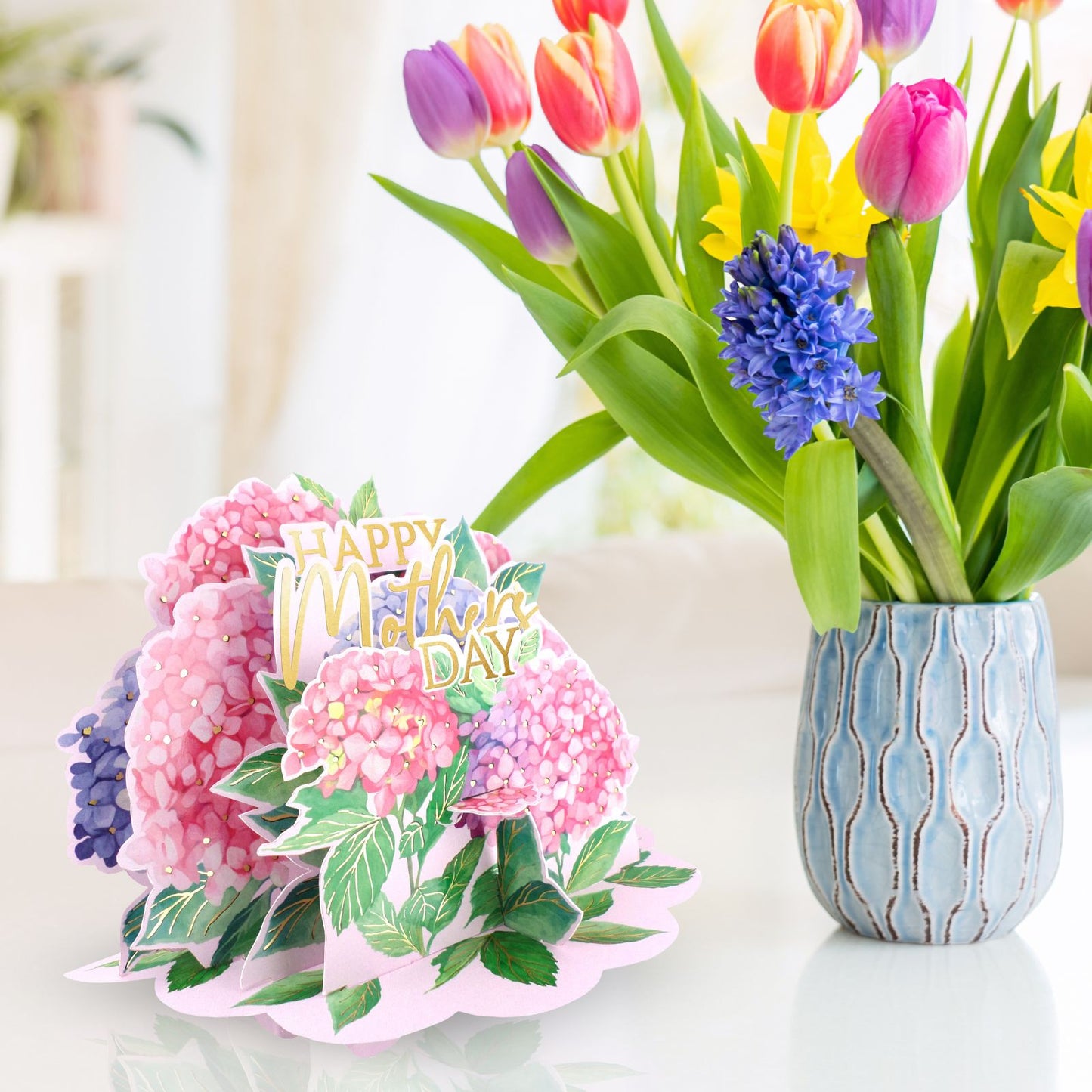 Paper Scapes Mother's Day Card 3D Pop Up Hydrangeas Happy Mother's Day Scene