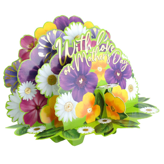 Paper Scapes Mother's Day Card 3D Pop Up Pansies With Love On Mother's Day Scene