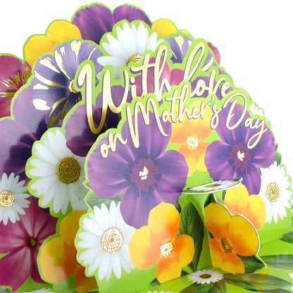 Paper Scapes Mother's Day Card 3D Pop Up Pansies With Love On Mother's Day Scene