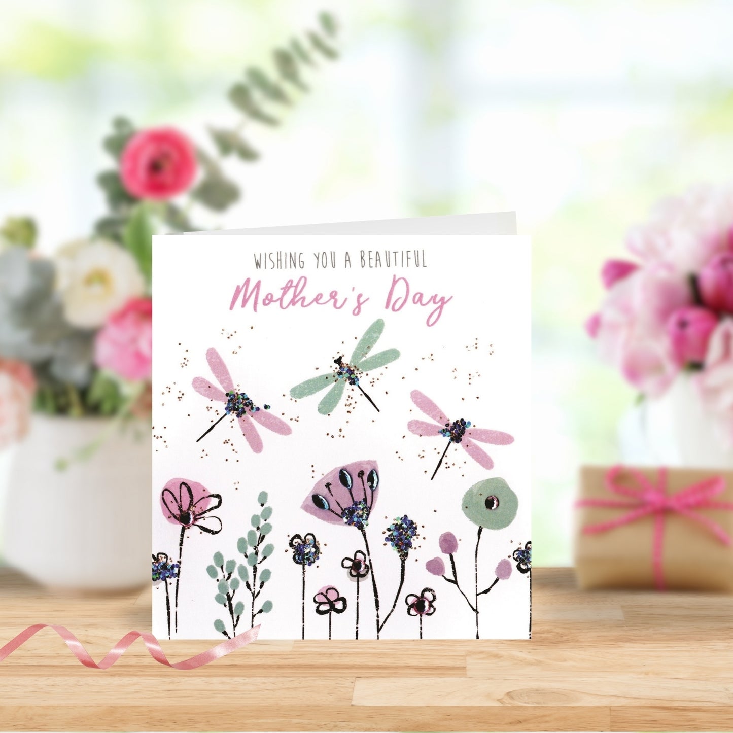 Pretty Dragonflies Hand-Finished Mother's Day Greeting Card