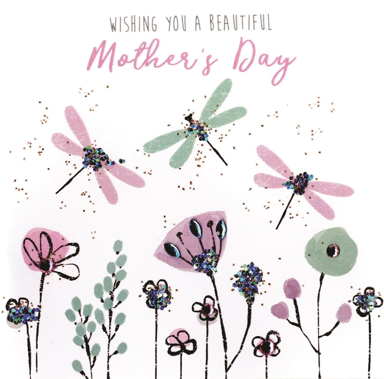 Pretty Dragonflies Hand-Finished Mother's Day Greeting Card