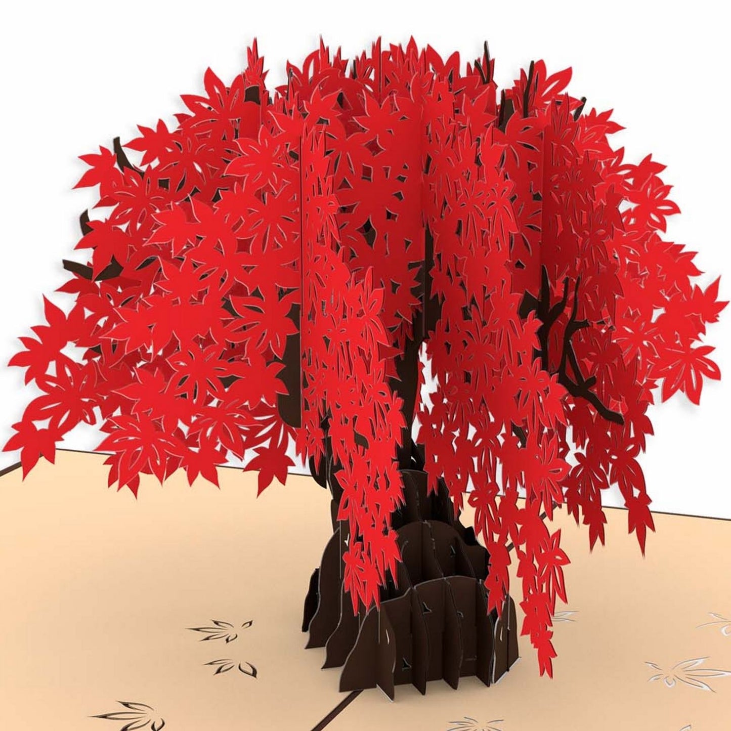Origamo Pop-Up Greeting Card Red Bonsai Tree Handmade Fold-Out 3D Occasion Cards
