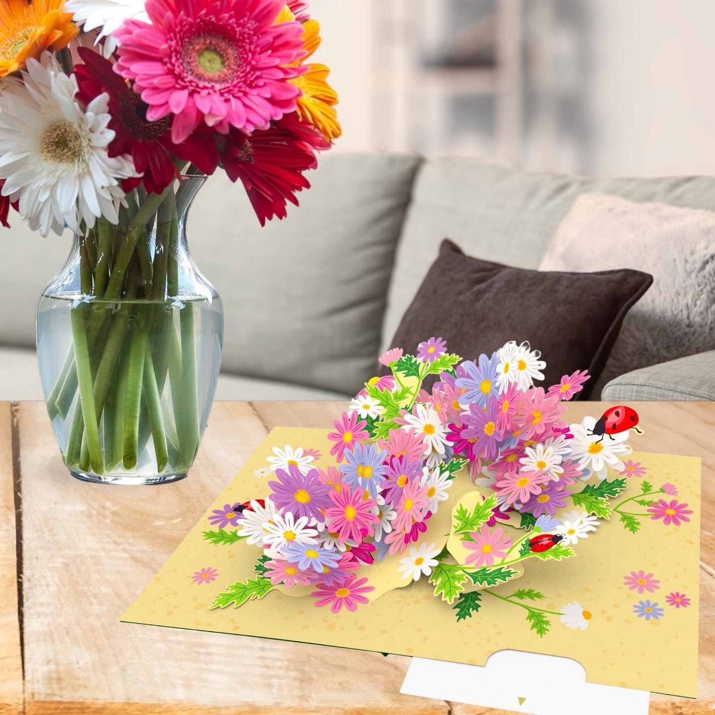 Origamo Pop-Up Greeting Card Wildflowers Handmade Fold-Out 3D Any Occasion Cards