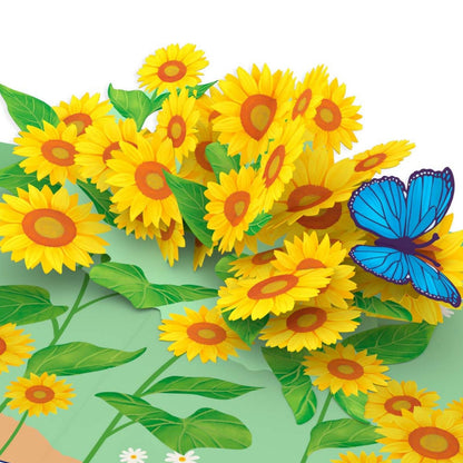 Origamo Pop-Up Greeting Card Sunflowers Handmade Fold-Out 3D Any Occasion Cards
