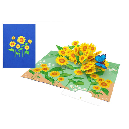 Origamo Pop-Up Greeting Card Sunflowers Handmade Fold-Out 3D Any Occasion Cards