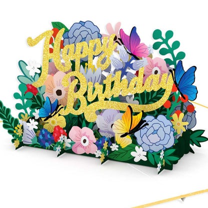 Origamo Pop-Up Greeting Card Happy Birthday Flowers Handmade Fold-Out 3D Cards