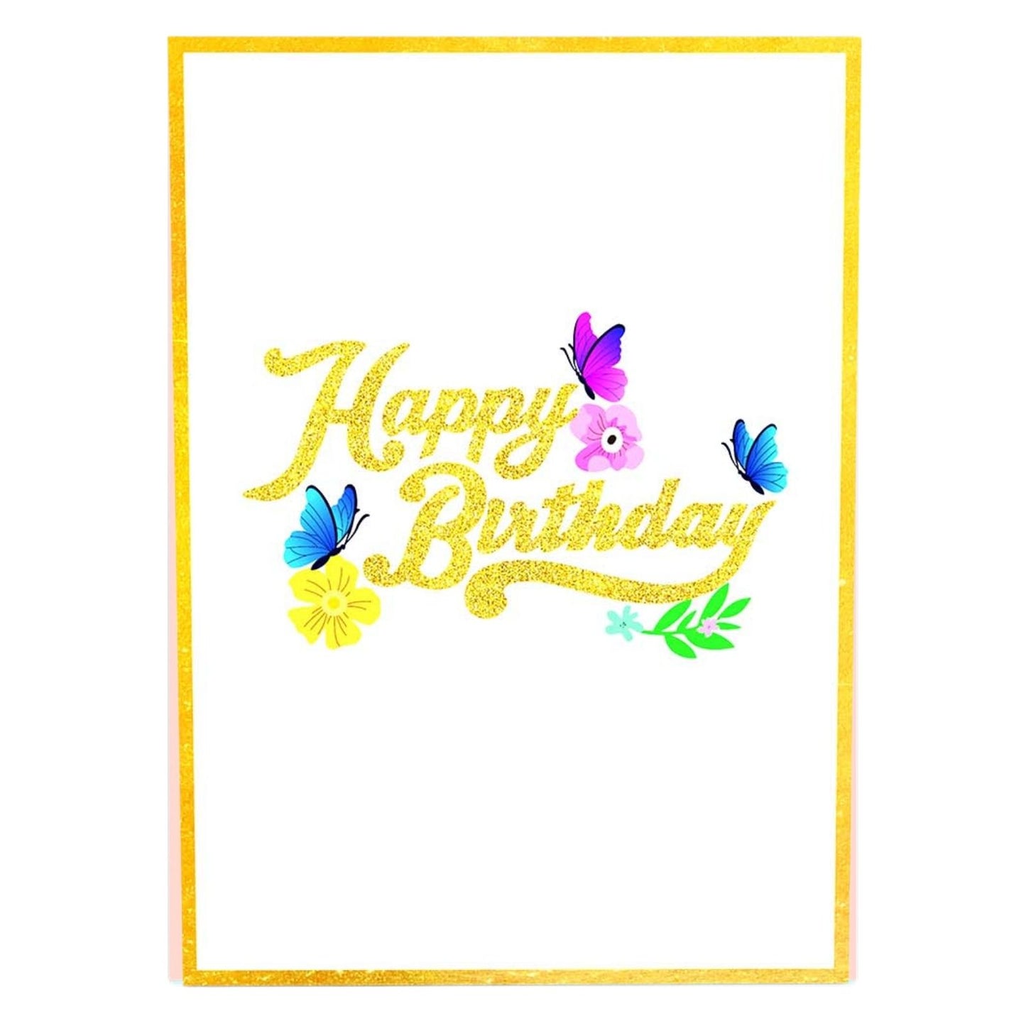 Origamo Pop-Up Greeting Card Happy Birthday Flowers Handmade Fold-Out 3D Cards