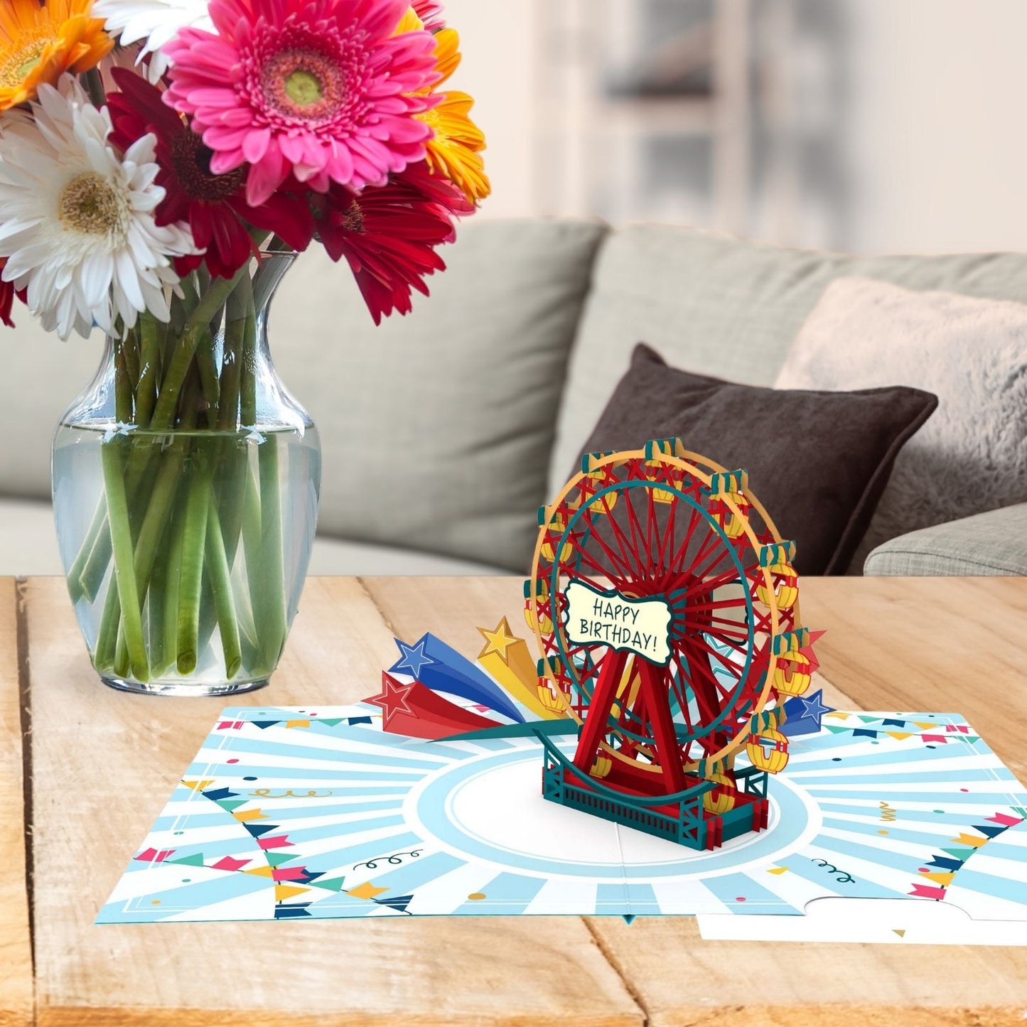 Origamo Pop-Up Birthday Greeting Card Ferris Wheel Handmade Fold-Out 3D Cards