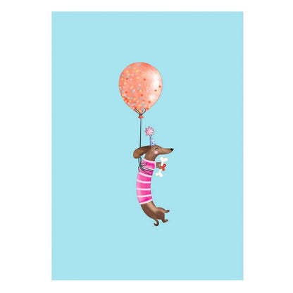 Origamo Pop-Up Brithday Card Sausage Dog Balloons Handmade Fold-Out 3D Cards