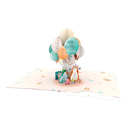 Origamo Pop-Up Birthday Card Ginger Cat Balloons Handmade Fold-Out 3D Cards