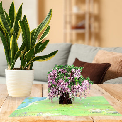 Origamo Pop-Up Greeting Card Wisteria Handmade Fold-Out 3D Any Occasion Cards