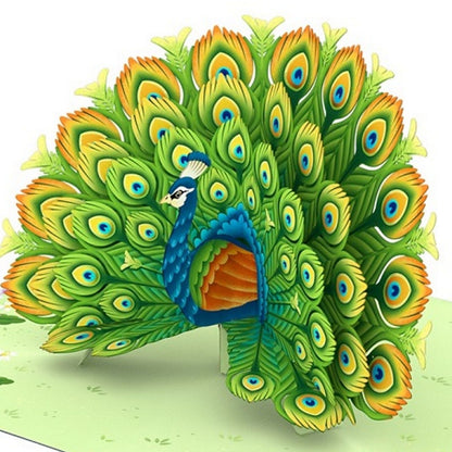 Origamo Pop-Up Greeting Card Peacock Handmade Fold-Out 3D Any Occasion Cards