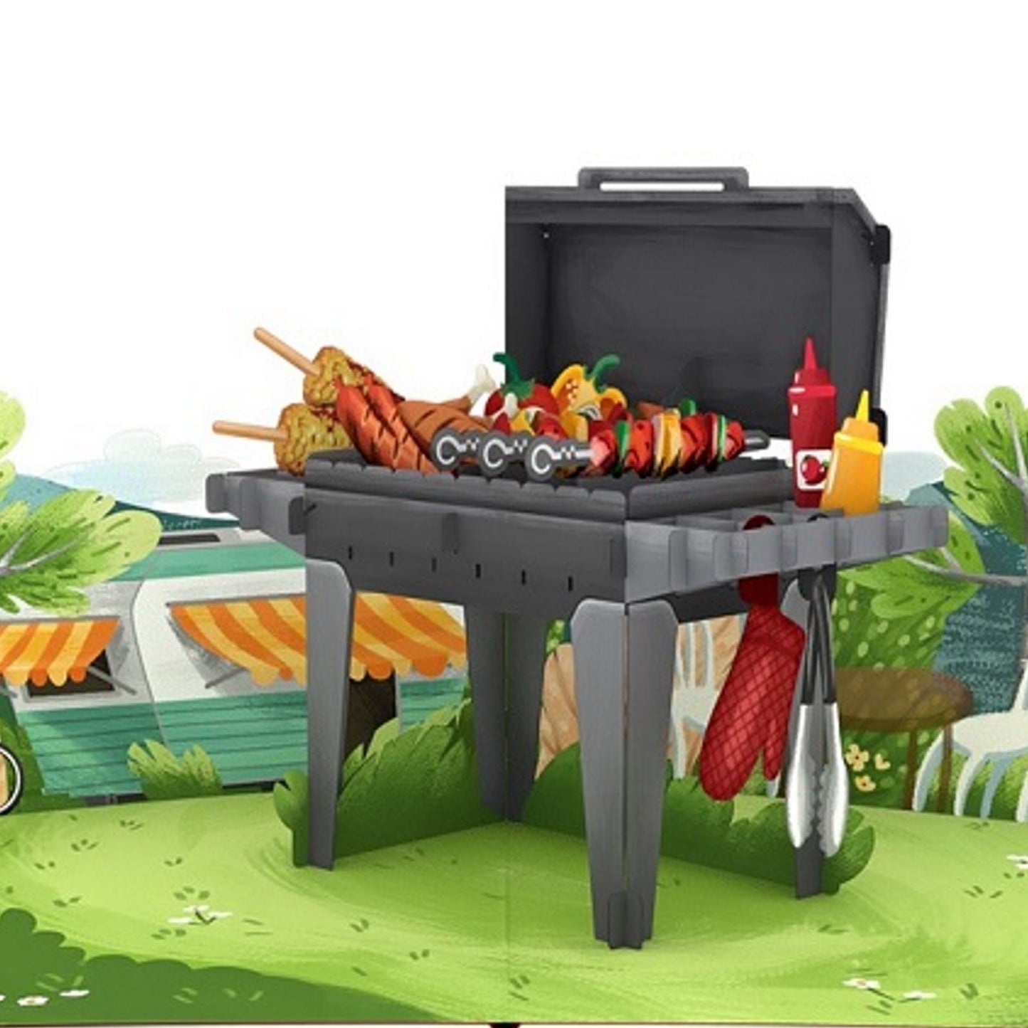Origamo Pop-Up Greeting Card King Of BBQ Handmade Fold-Out 3D Any Occasion Cards