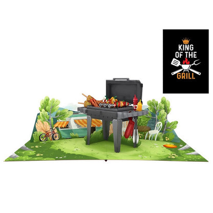 Origamo Pop-Up Greeting Card King Of BBQ Handmade Fold-Out 3D Any Occasion Cards