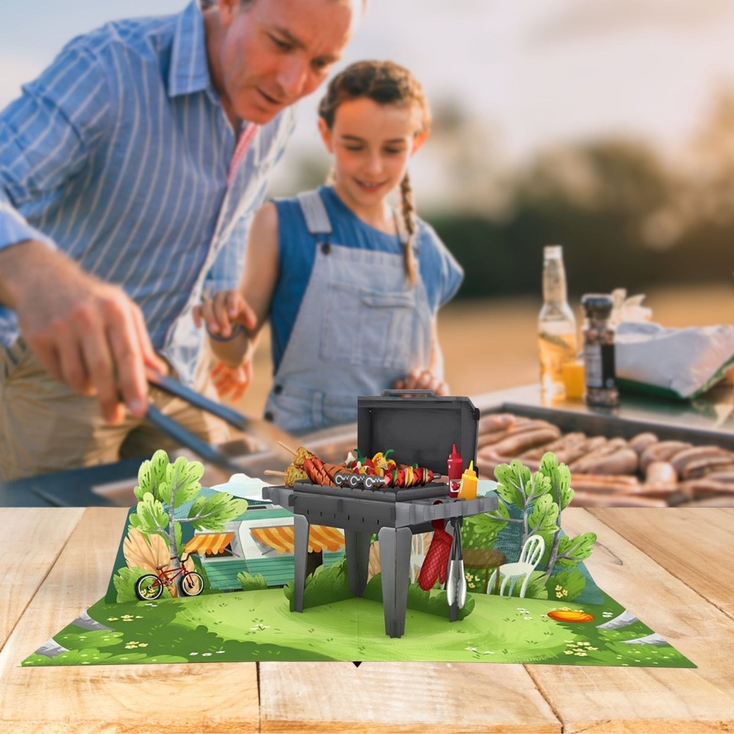 Origamo Pop-Up Greeting Card King Of BBQ Handmade Fold-Out 3D Any Occasion Cards