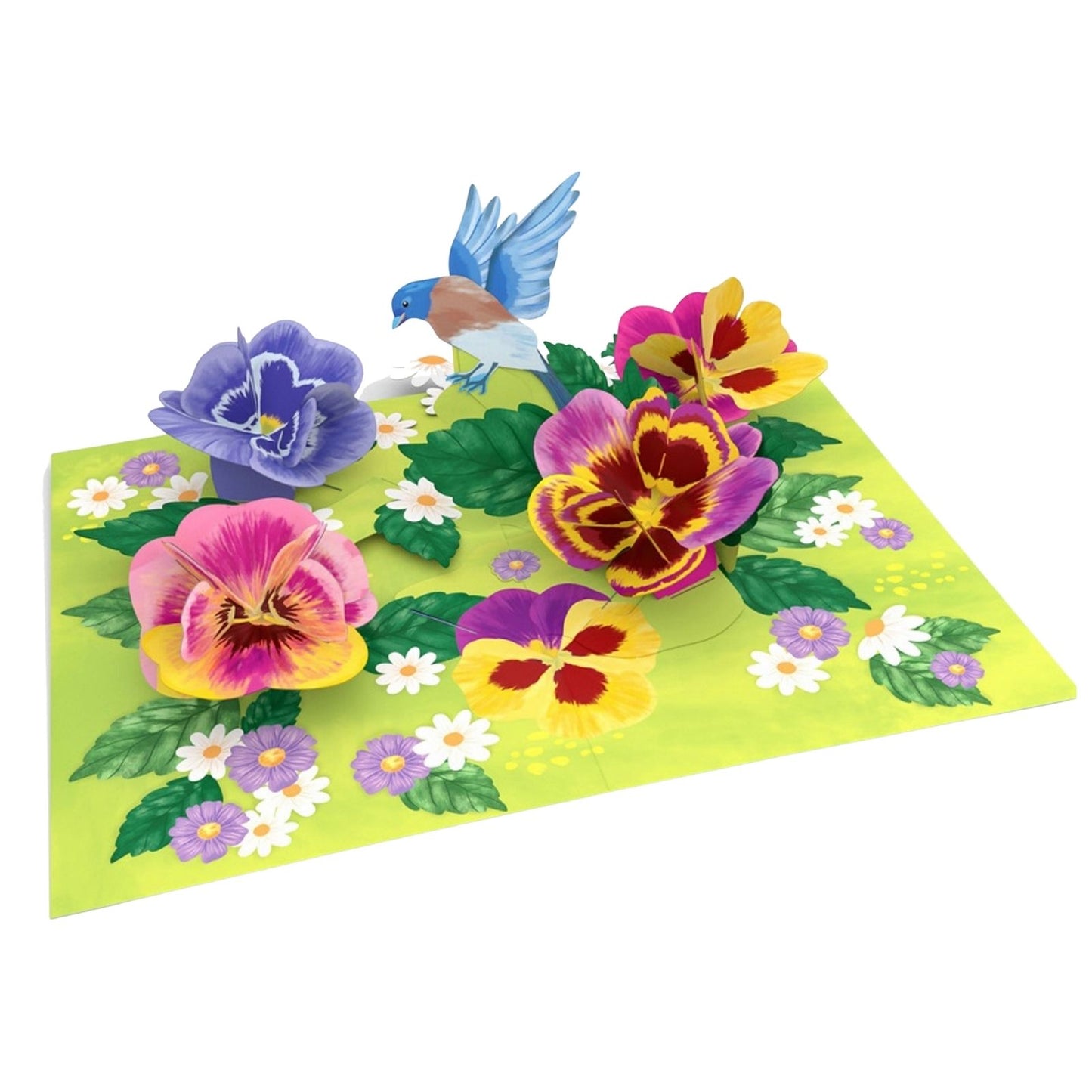 Origamo Pop-Up Greeting Card Pansies Handmade Fold-Out 3D Any Occasion Cards