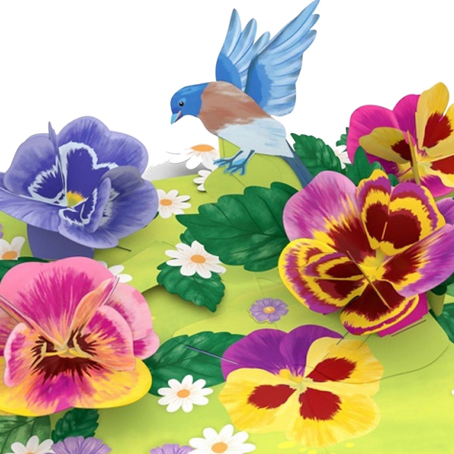 Origamo Pop-Up Greeting Card Pansies Handmade Fold-Out 3D Any Occasion Cards