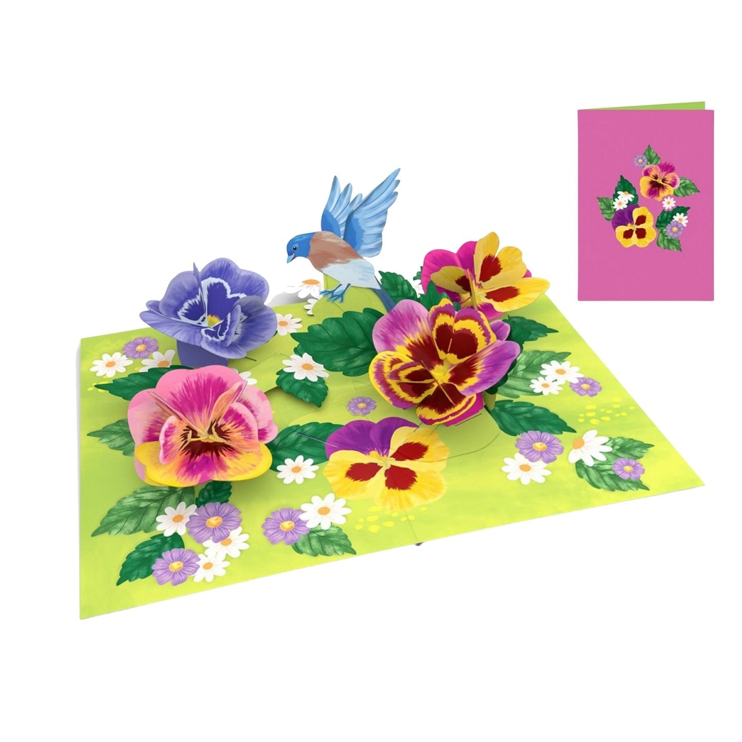 Origamo Pop-Up Greeting Card Pansies Handmade Fold-Out 3D Any Occasion Cards
