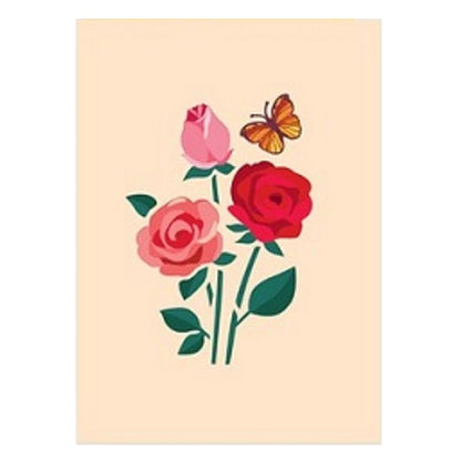 Origamo Pop-Up Greeting Card Roses Handmade Fold-Out 3D Any Occasion Cards