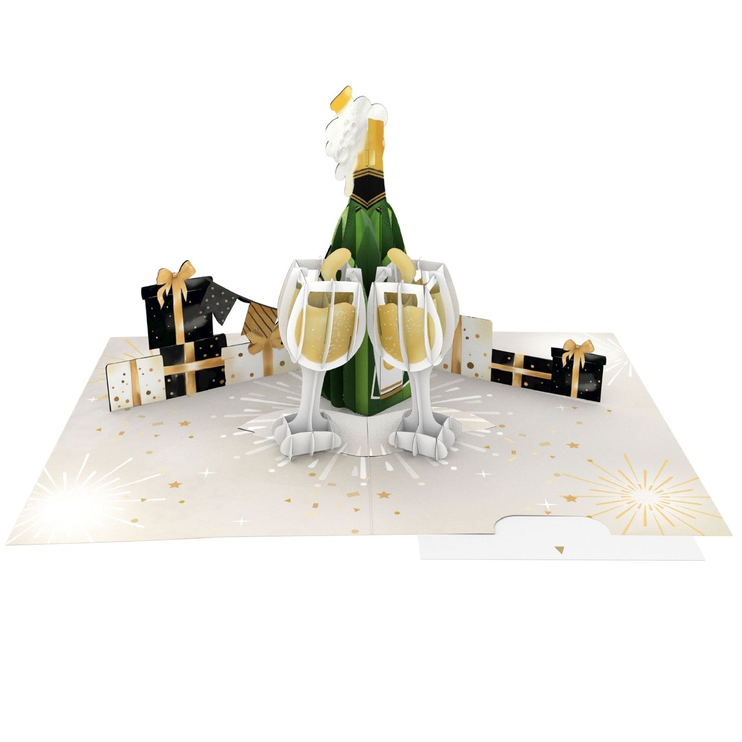 Origamo Pop-Up Greeting Card Celebration Champagne Handmade Fold-Out 3D Cards