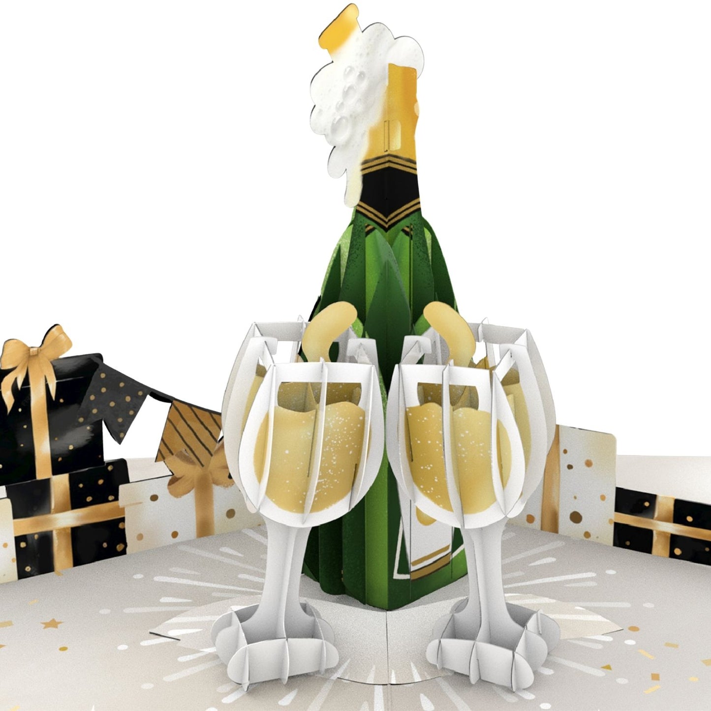 Origamo Pop-Up Greeting Card Celebration Champagne Handmade Fold-Out 3D Cards