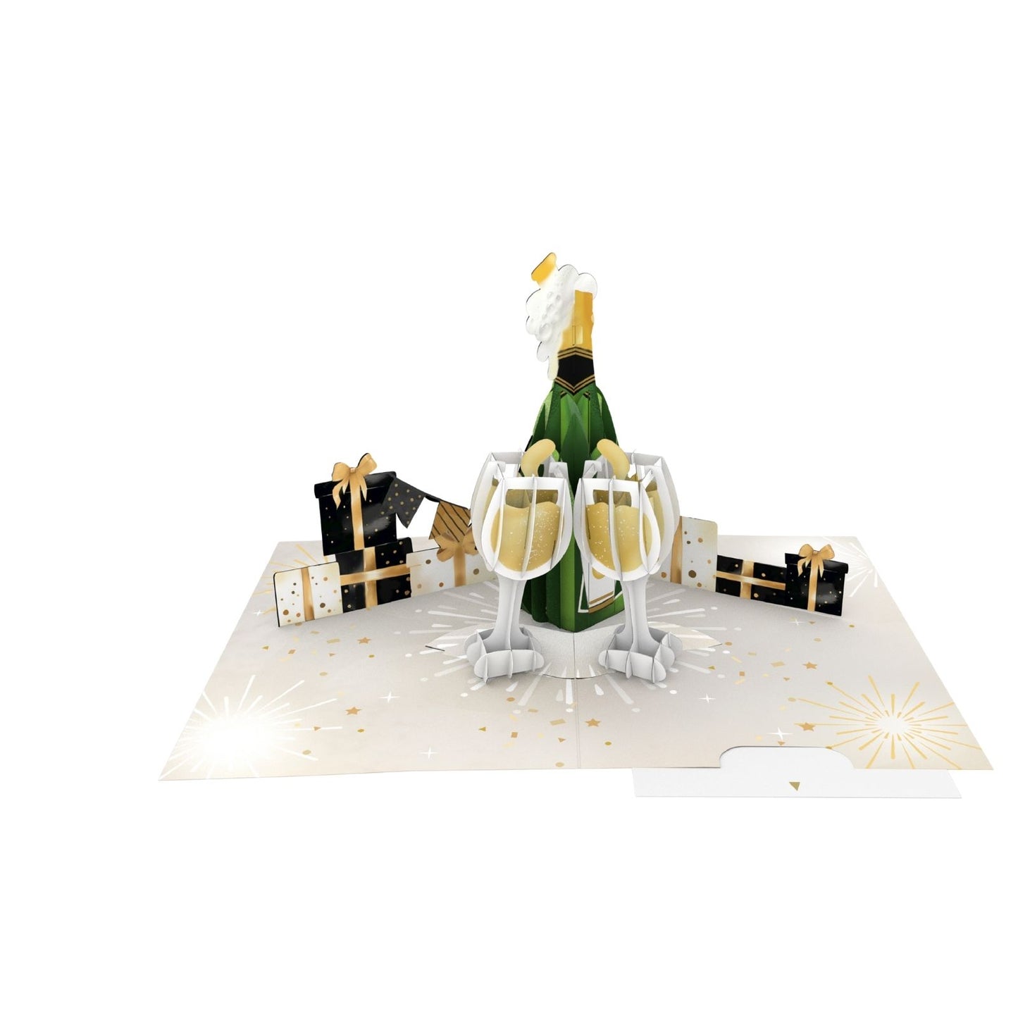 Origamo Pop-Up Greeting Card Celebration Champagne Handmade Fold-Out 3D Cards