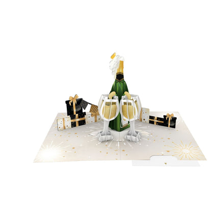 Origamo Pop-Up Greeting Card Celebration Champagne Handmade Fold-Out 3D Cards