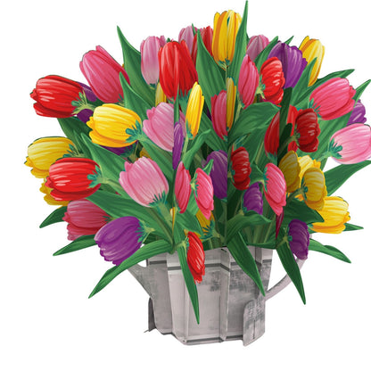 Origamo Pop-Up Greeting Card Tulip Bloom Handmade Fold-Out 3D Any Occasion Cards