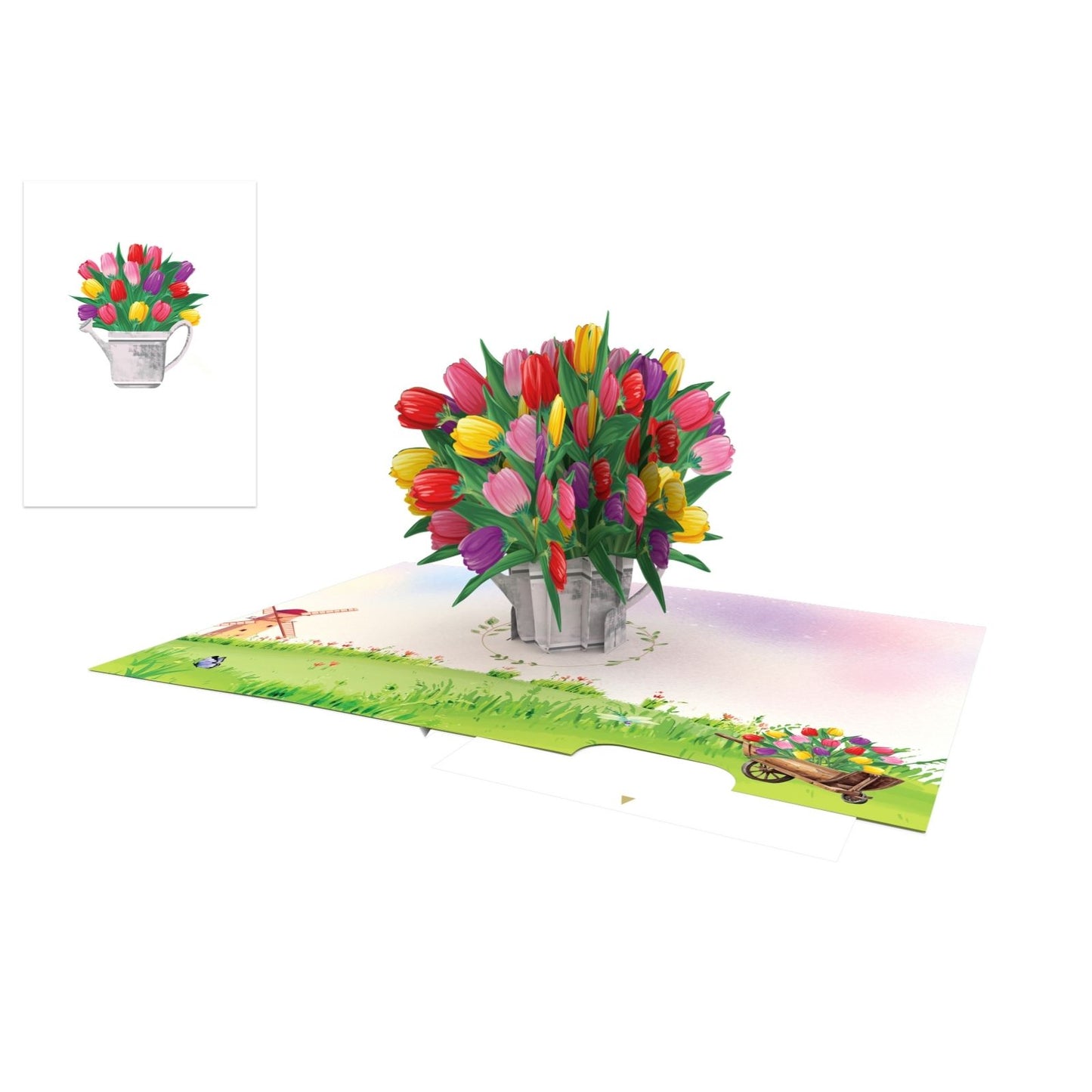 Origamo Pop-Up Greeting Card Tulip Bloom Handmade Fold-Out 3D Any Occasion Cards