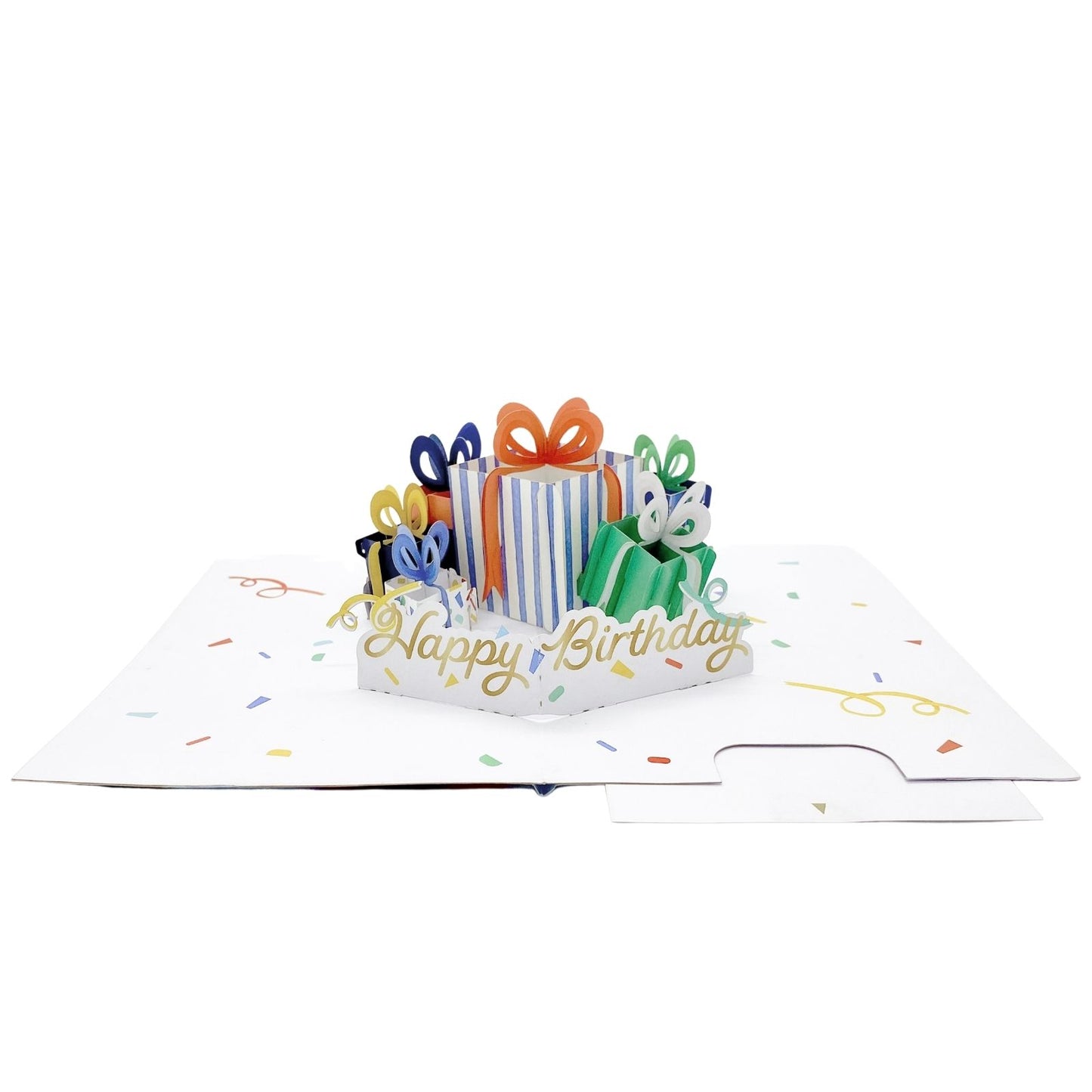 Origamo Pop-Up Birthday Card Wrapped Blue Presents Handmade Fold-Out 3D Cards