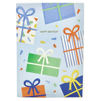Origamo Pop-Up Birthday Card Wrapped Blue Presents Handmade Fold-Out 3D Cards