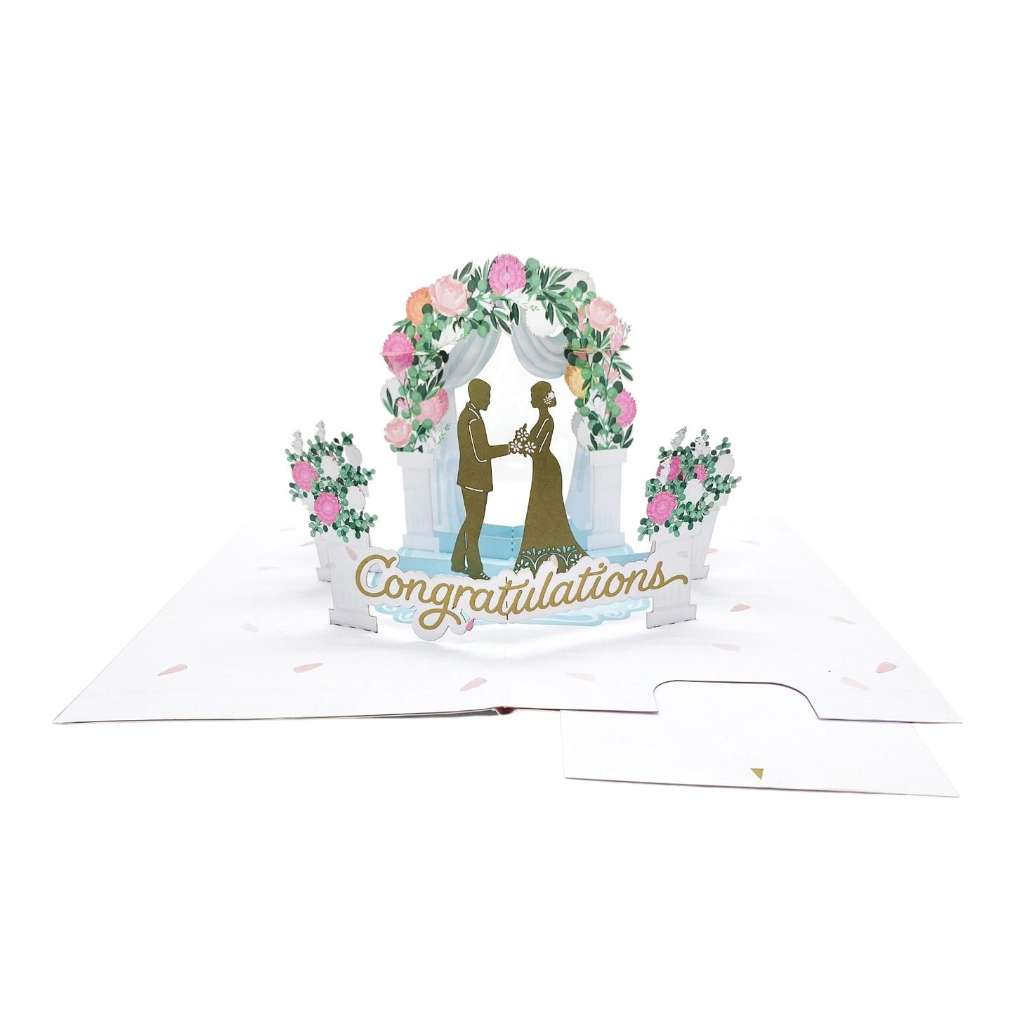 Origamo Pop-Up Wedding Card Congratulations Arch Handmade Fold-Out 3D Cards
