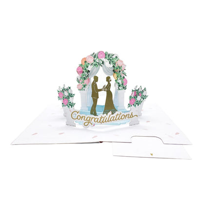 Origamo Pop-Up Wedding Card Congratulations Arch Handmade Fold-Out 3D Cards