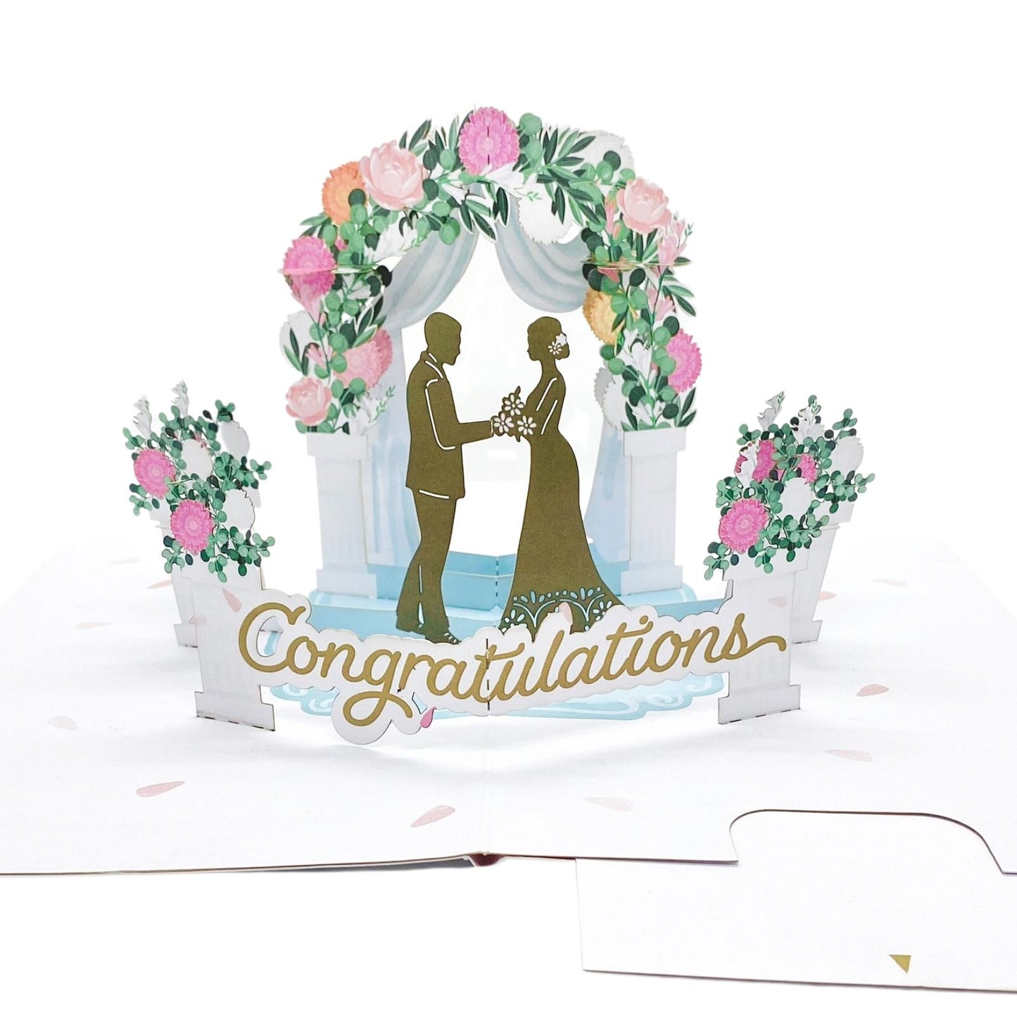Origamo Pop-Up Wedding Card Congratulations Arch Handmade Fold-Out 3D Cards