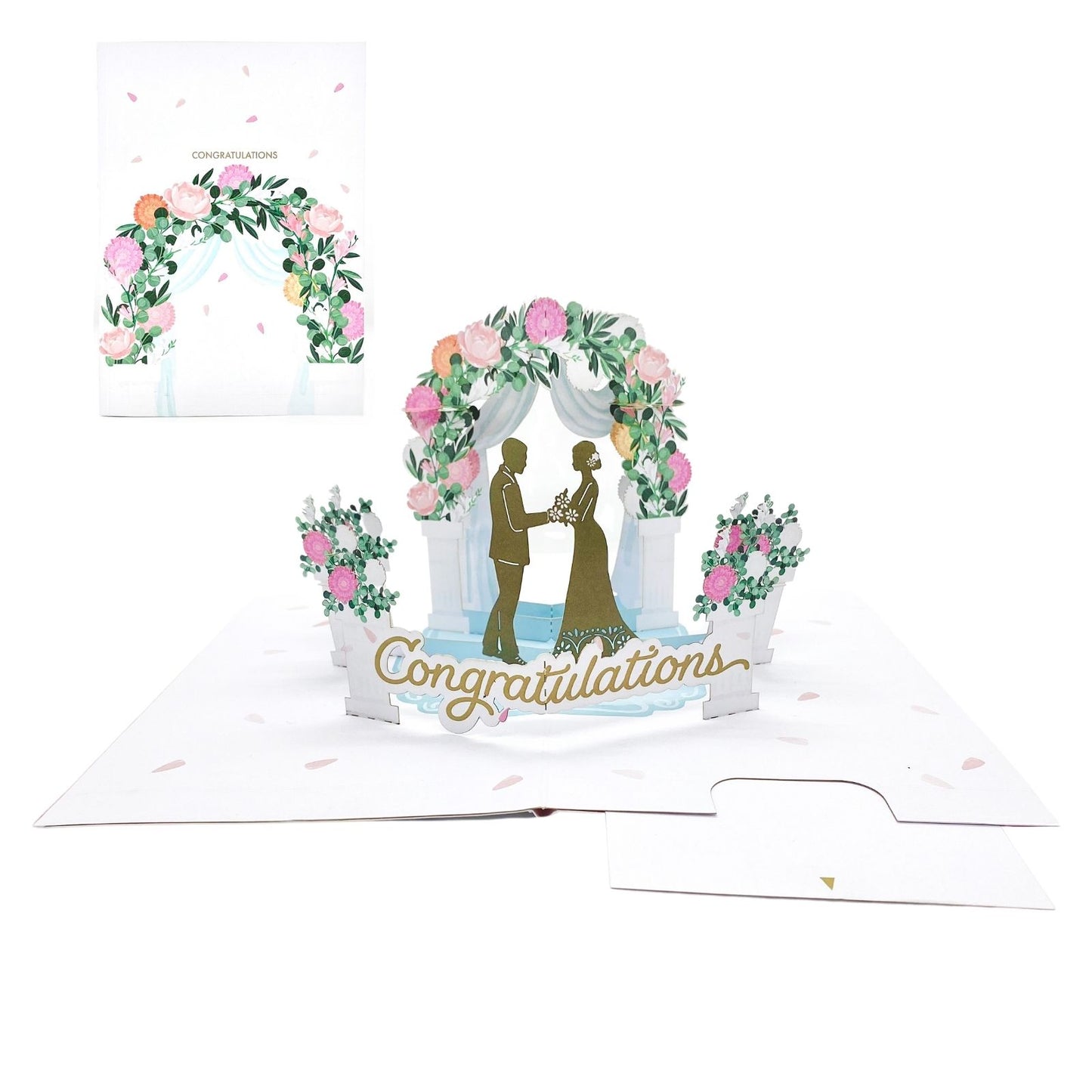 Origamo Pop-Up Wedding Card Congratulations Arch Handmade Fold-Out 3D Cards