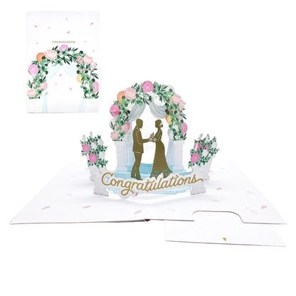 Origamo Pop-Up Wedding Card Congratulations Arch Handmade Fold-Out 3D Cards