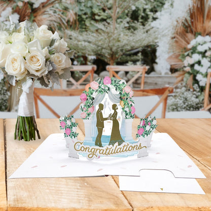 Origamo Pop-Up Wedding Card Congratulations Arch Handmade Fold-Out 3D Cards