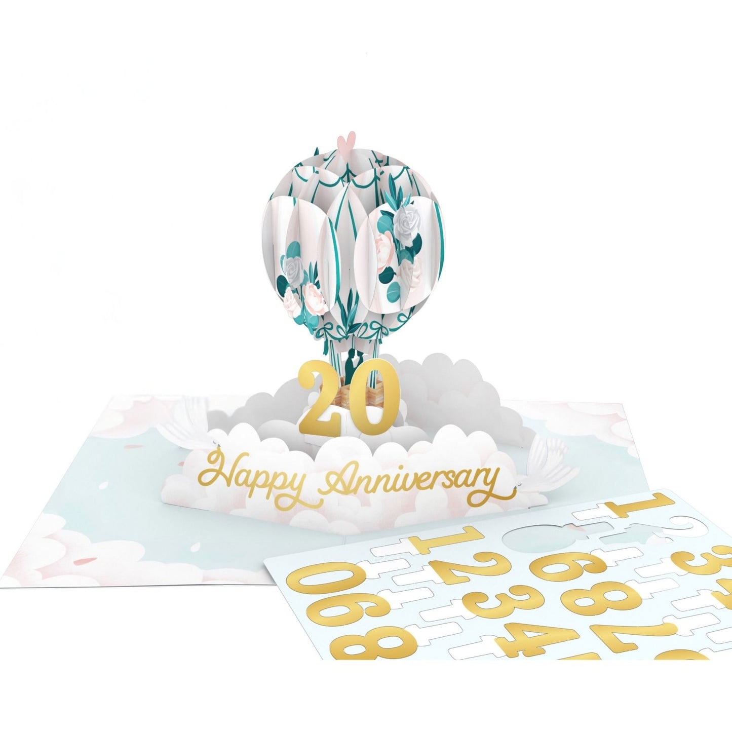 Origamo Pop-Up Anniversary Card & Numbers To Insert Handmade Fold-Out 3D Cards