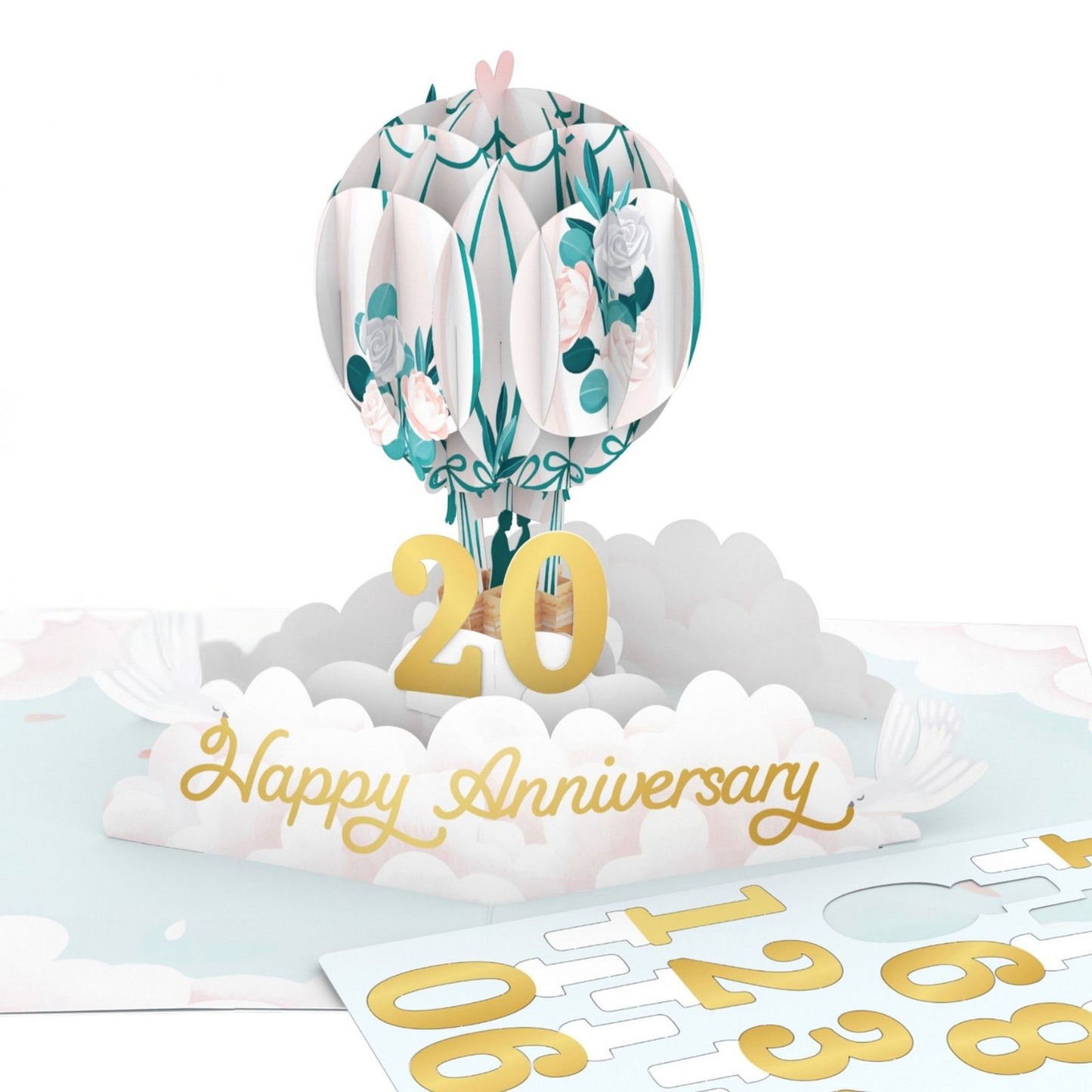 Origamo Pop-Up Anniversary Card & Numbers To Insert Handmade Fold-Out 3D Cards